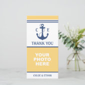 黄色と青の写真航海のありがとう サンキューカード (スタンド正面)