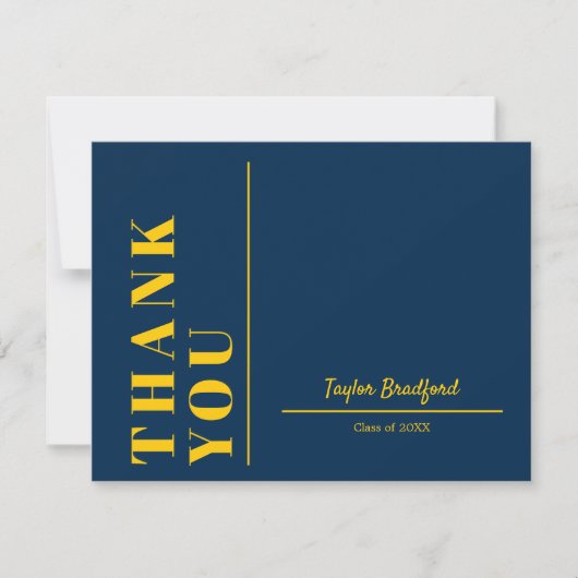 黄色と青の卒業 サンキューカード (正面)