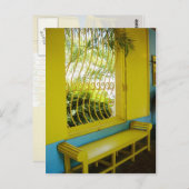 黄色と青の厳しいコントラスト ポストカード (正面/裏面)