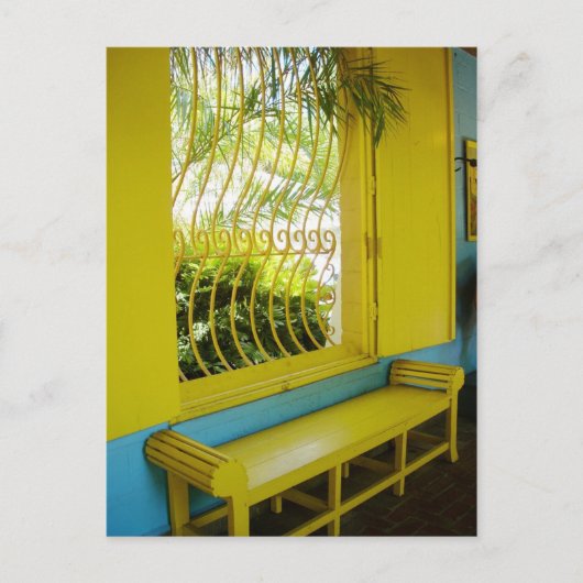 黄色と青の厳しいコントラスト ポストカード (正面)