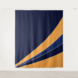 黄色と青の図形パターン タペストリー