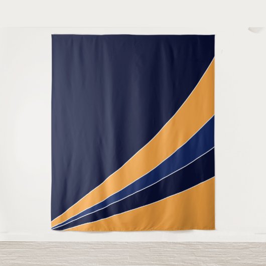 黄色と青の図形パターン タペストリー (正面)