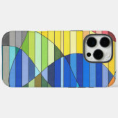 黄色と青の形のストライプ抽象画 Case-Mate iPhoneケース (裏面 (横))