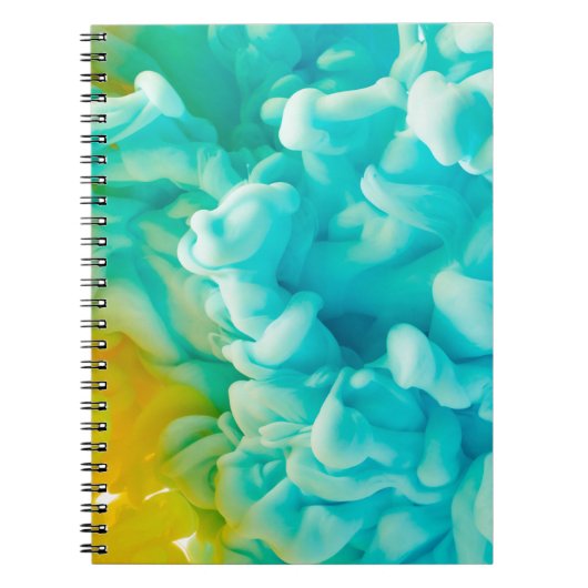 黄色と青の抽象芸術が絵を描跳ね上がる ノートブック (正面)