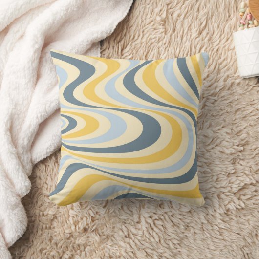黄色と青の抽象芸術旋回デザイン クッション (ブランケット)
