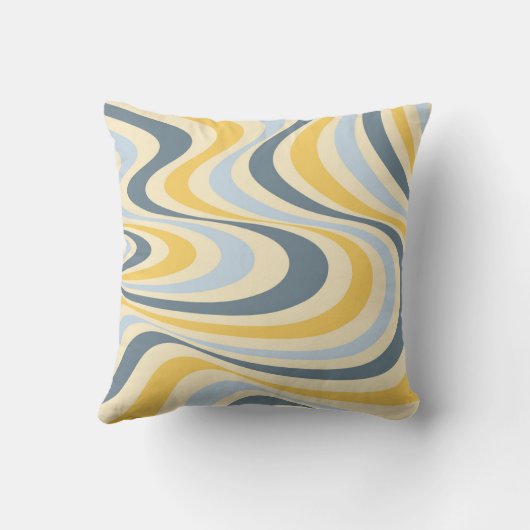 黄色と青の抽象芸術旋回デザイン クッション (裏面)