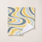 黄色と青の抽象芸術旋回デザイン バスタオルセット (ウォッシュタオル)