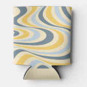 黄色と青の抽象芸術旋回デザイン 缶クーラー (正面)