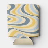 黄色と青の抽象芸術旋回デザイン 缶クーラー (裏面)