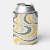 黄色と青の抽象芸術旋回デザイン 缶クーラー (缶裏面)