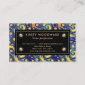 黄色と青の星空の夜モザイクガラスパターン 名刺 (裏面)