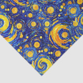 黄色と青の星空の夜モザイクガラスパターン 薄葉紙 (詳細)