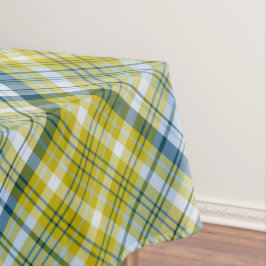 黄色と青の格子縞 テーブルクロス