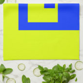 黄色と青の正方形 キッチンタオル (折り畳み)