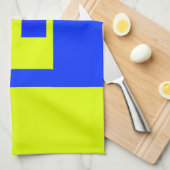 黄色と青の正方形 キッチンタオル (四つ折り)