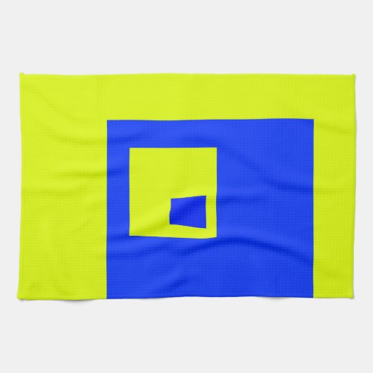 黄色と青の正方形 キッチンタオル (横)