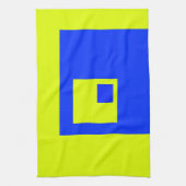 黄色と青の正方形 キッチンタオル (縦)