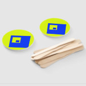 黄色と青の正方形 ハンドファン (組立なし)