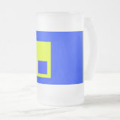 黄色と青の正方形 フロストグラスビールジョッキ (正面右)