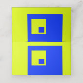 黄色と青の正方形 プレイスカード (内部開封)