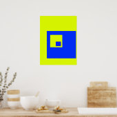 黄色と青の正方形 ポスター (キッチン)