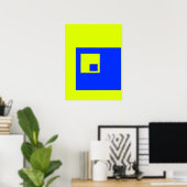 黄色と青の正方形 ポスター (ホームオフィス)