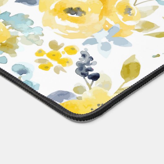 黄色と青の水色パターン デスクマット (コーナー)