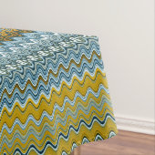黄色と青の波ストライプ線 テーブルクロス (インサイチュ)