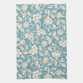 黄色と青の渦巻く花 キッチンタオル (縦)