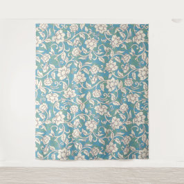 黄色と青の渦巻く花 タペストリー