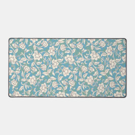 黄色と青の渦巻く花 デスクマット