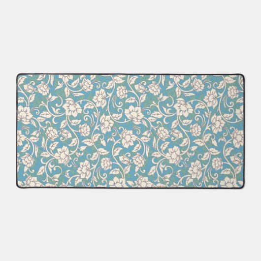 黄色と青の渦巻く花 デスクマット (正面)