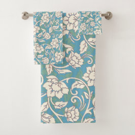 黄色と青の渦巻く花 バスタオルセット