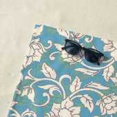 黄色と青の渦巻く花 ビーチタオル (インサイチュ)