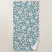 黄色と青の渦巻く花 ビーチタオル (正面)