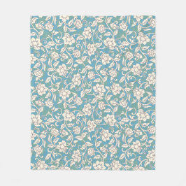 黄色と青の渦巻く花 フリースブランケット