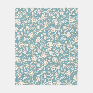 黄色と青の渦巻く花 フリースブランケット