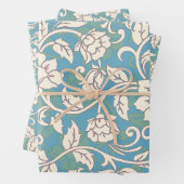 黄色と青の渦巻く花 ラッピングペーパーシート (インサイチュ)