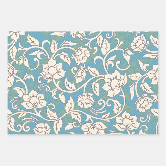 黄色と青の渦巻く花 ラッピングペーパーシート (正面)