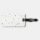 黄色と青の紙吹雪ドットのパターカスタムン ラゲッジタグ (裏面横)