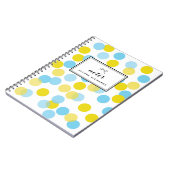 黄色と青の紙吹雪ドットのパターパーソナライズされたン ノートブック (左側)