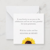 黄色と青の花の牧草地ありがパーソナライズされたとう ノートカード (裏面)