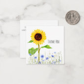 黄色と青の花の牧草地ありがパーソナライズされたとう ノートカード (正面/裏面インサイチュ)