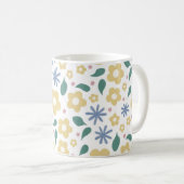 黄色と青の花をスケッチ コーヒーマグカップ (正面右)