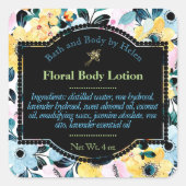 黄色と青の花浴及び体ラ気にベル スクエアシール (正面)