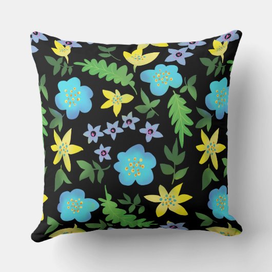黄色と青の花 クッション (裏面)