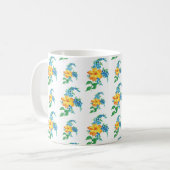 黄色と青の花 コーヒーマグカップ (正面左)