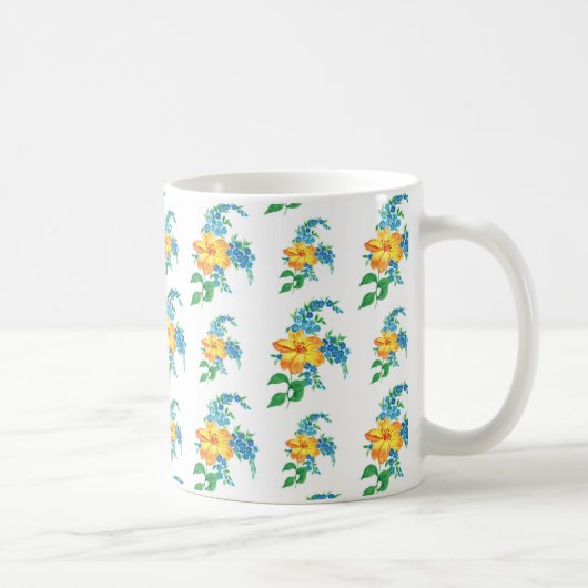 黄色と青の花 コーヒーマグカップ (右)