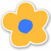 黄色と青の花 シール (正面)