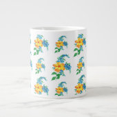黄色と青の花 ジャンボコーヒーマグカップ (正面)